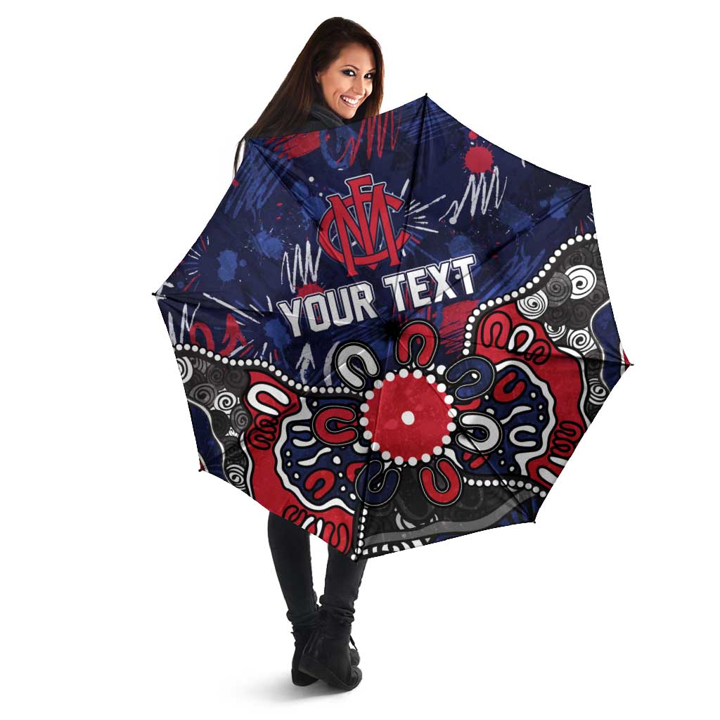 Personalized Melbourne Demons Umbrella Aboriginal Dot Painting Graffiti Style