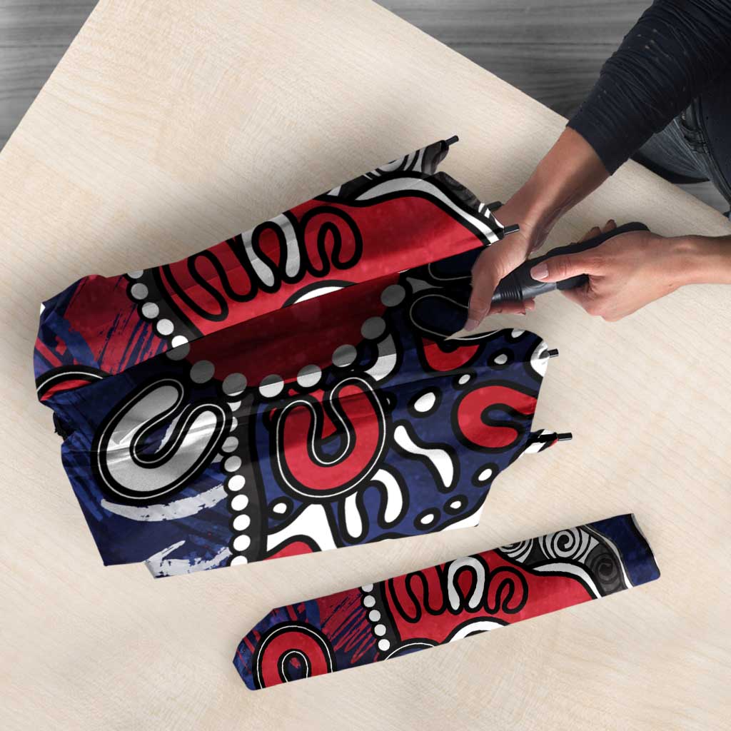 Personalized Melbourne Demons Umbrella Aboriginal Dot Painting Graffiti Style
