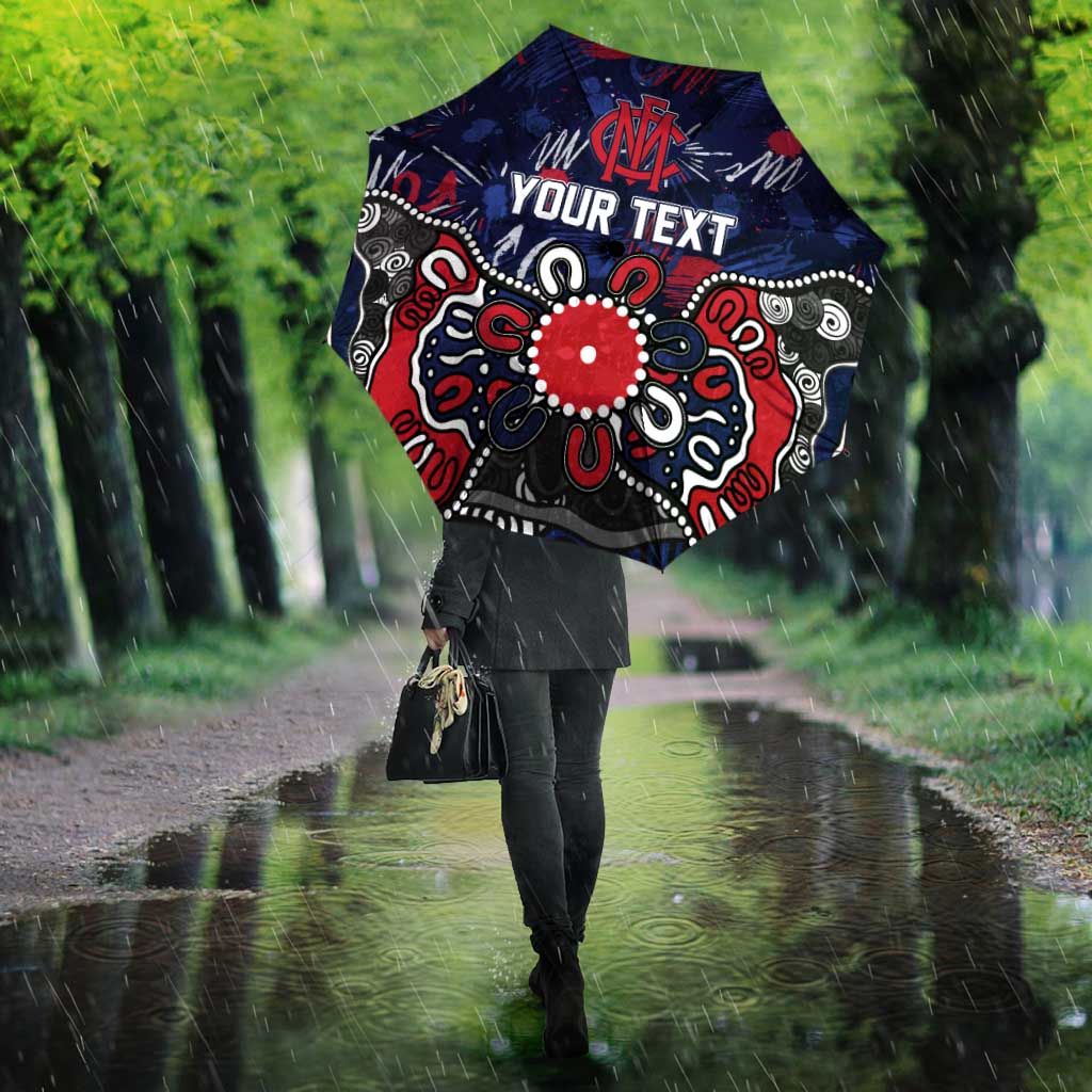 Personalized Melbourne Demons Umbrella Aboriginal Dot Painting Graffiti Style