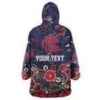 Personalized Melbourne Demons Wearable Blanket Hoodie Aboriginal Dot Painting Graffiti Style
