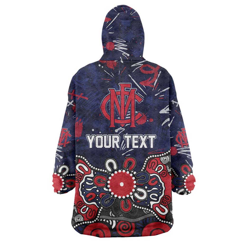 Personalized Melbourne Demons Wearable Blanket Hoodie Aboriginal Dot Painting Graffiti Style