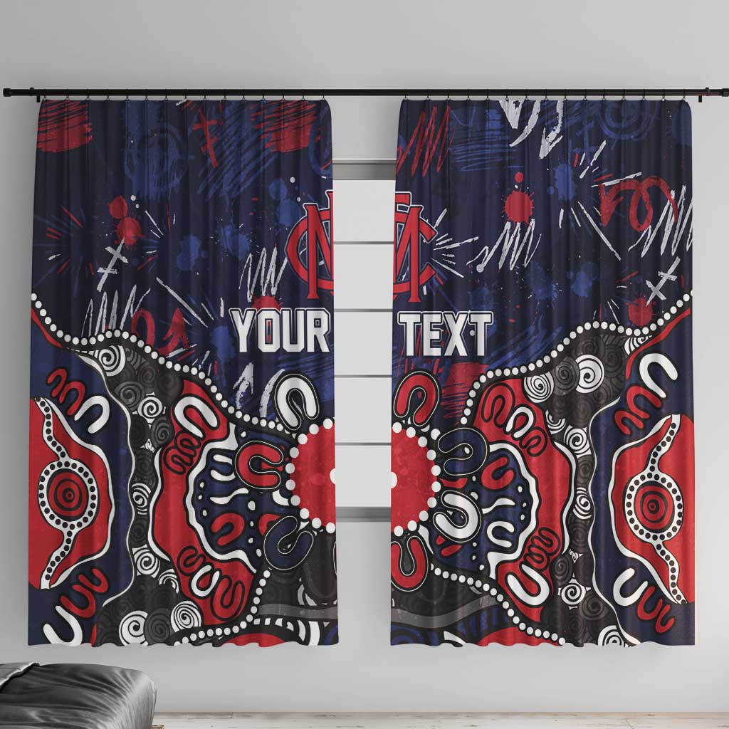 Personalized Melbourne Demons Window Curtain Aboriginal Dot Painting Graffiti Style