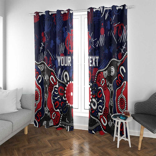 Personalized Melbourne Demons Window Curtain Aboriginal Dot Painting Graffiti Style