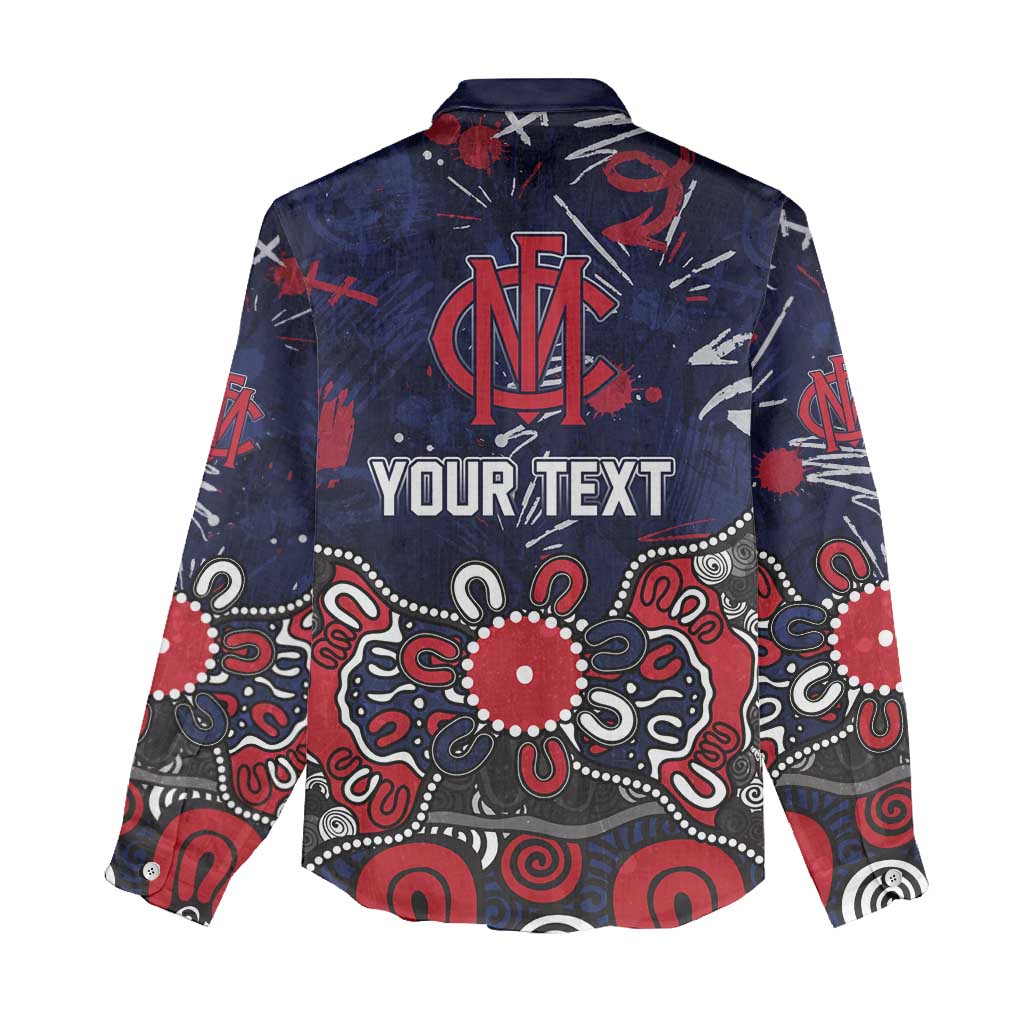 Personalized Melbourne Demons Women Casual Shirt Aboriginal Dot Painting Graffiti Style
