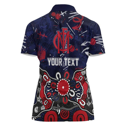 Personalized Melbourne Demons Women Polo Shirt Aboriginal Dot Painting Graffiti Style