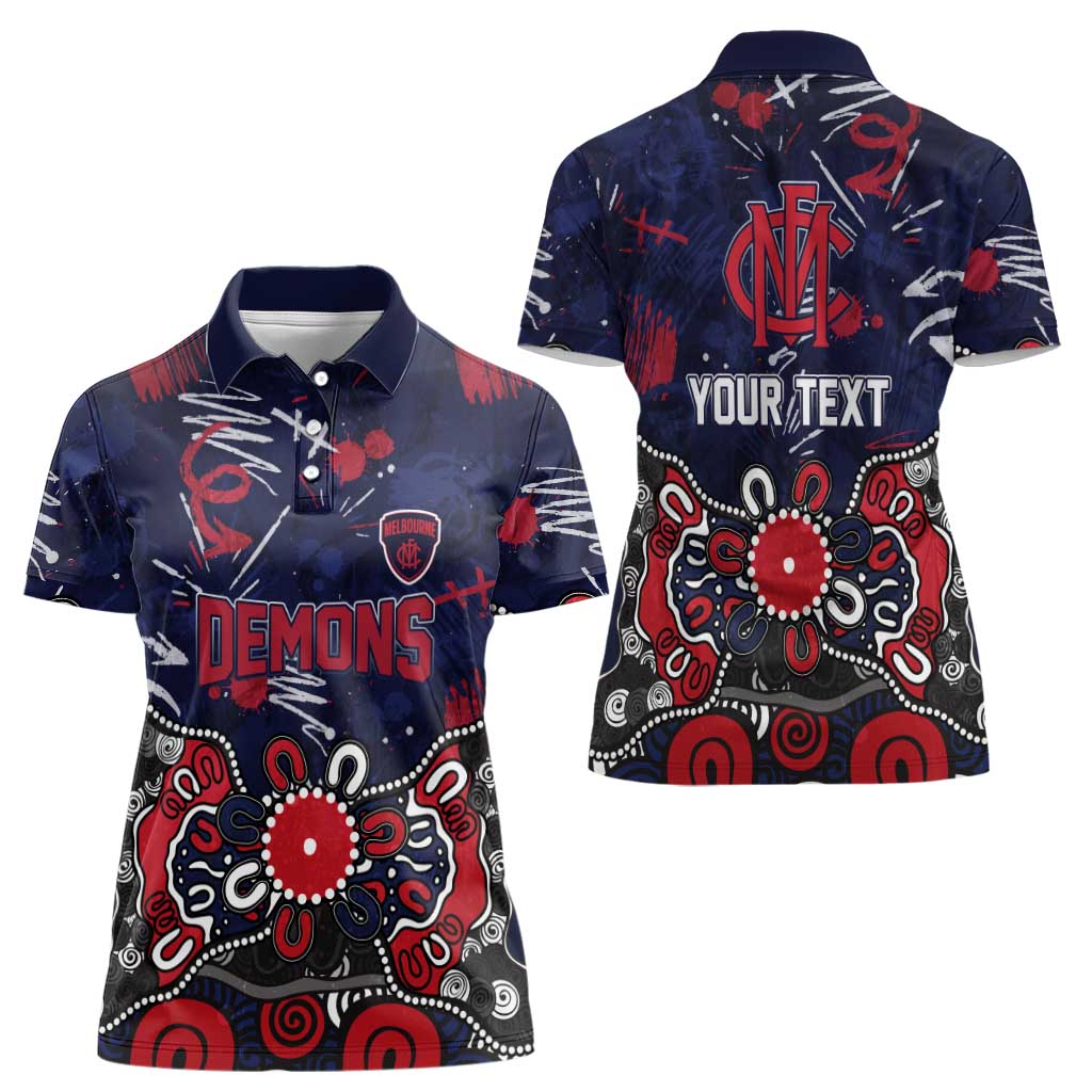 Personalized Melbourne Demons Women Polo Shirt Aboriginal Dot Painting Graffiti Style