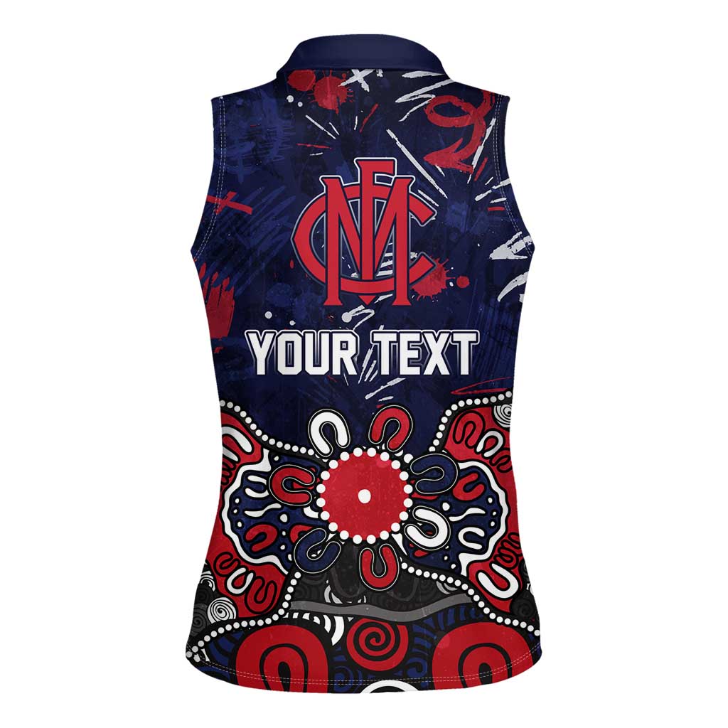 Personalized Melbourne Demons Women Sleeveless Polo Shirt Aboriginal Dot Painting Graffiti Style
