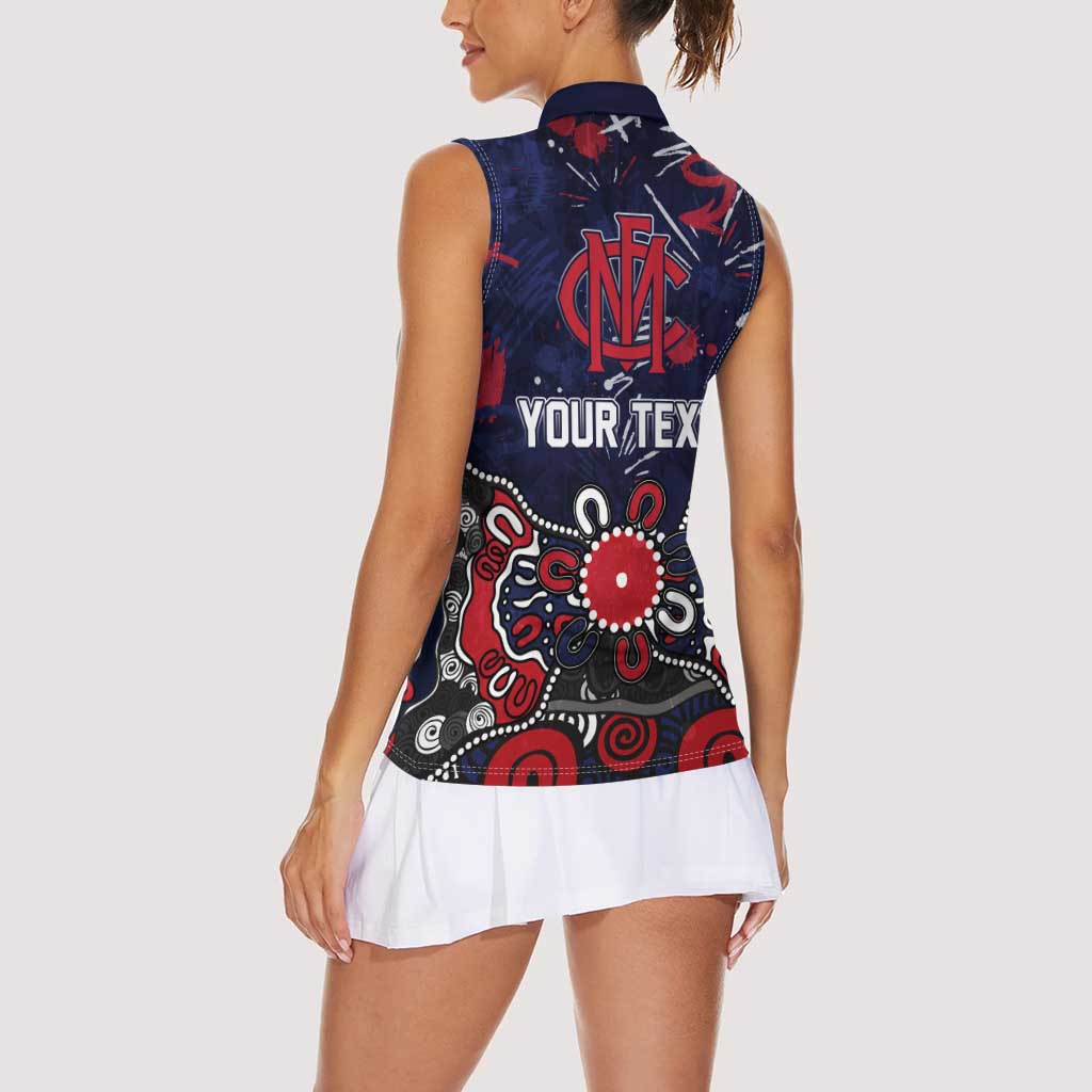 Personalized Melbourne Demons Women Sleeveless Polo Shirt Aboriginal Dot Painting Graffiti Style