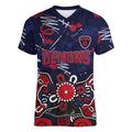 Personalized Melbourne Demons Women V-Neck T-Shirt Aboriginal Dot Painting Graffiti Style