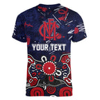 Personalized Melbourne Demons Women V-Neck T-Shirt Aboriginal Dot Painting Graffiti Style