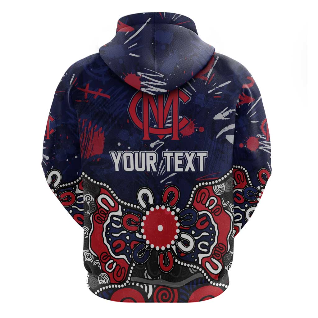 Personalized Melbourne Demons Zip Hoodie Aboriginal Dot Painting Graffiti Style