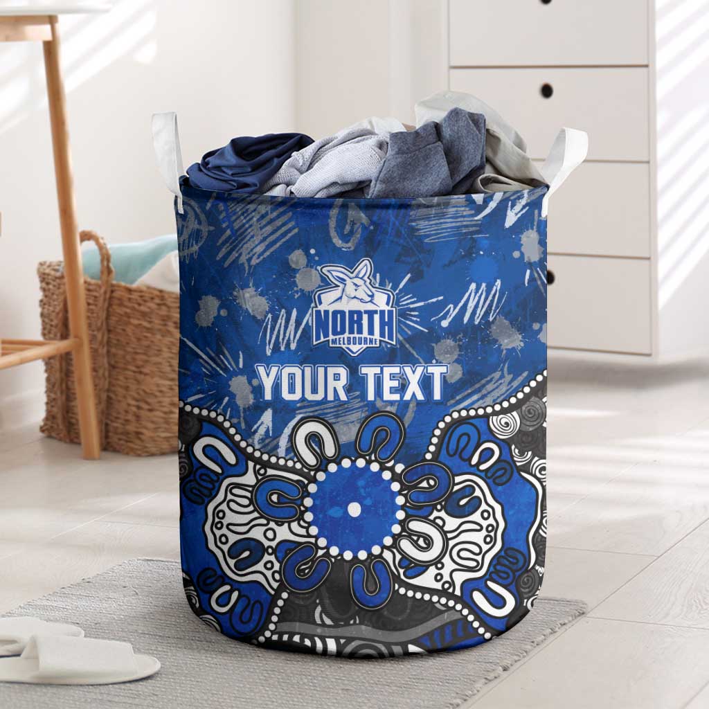 Personalized North Melbourne Kangaroos Laundry Basket Aboriginal Dot Painting Graffiti Style