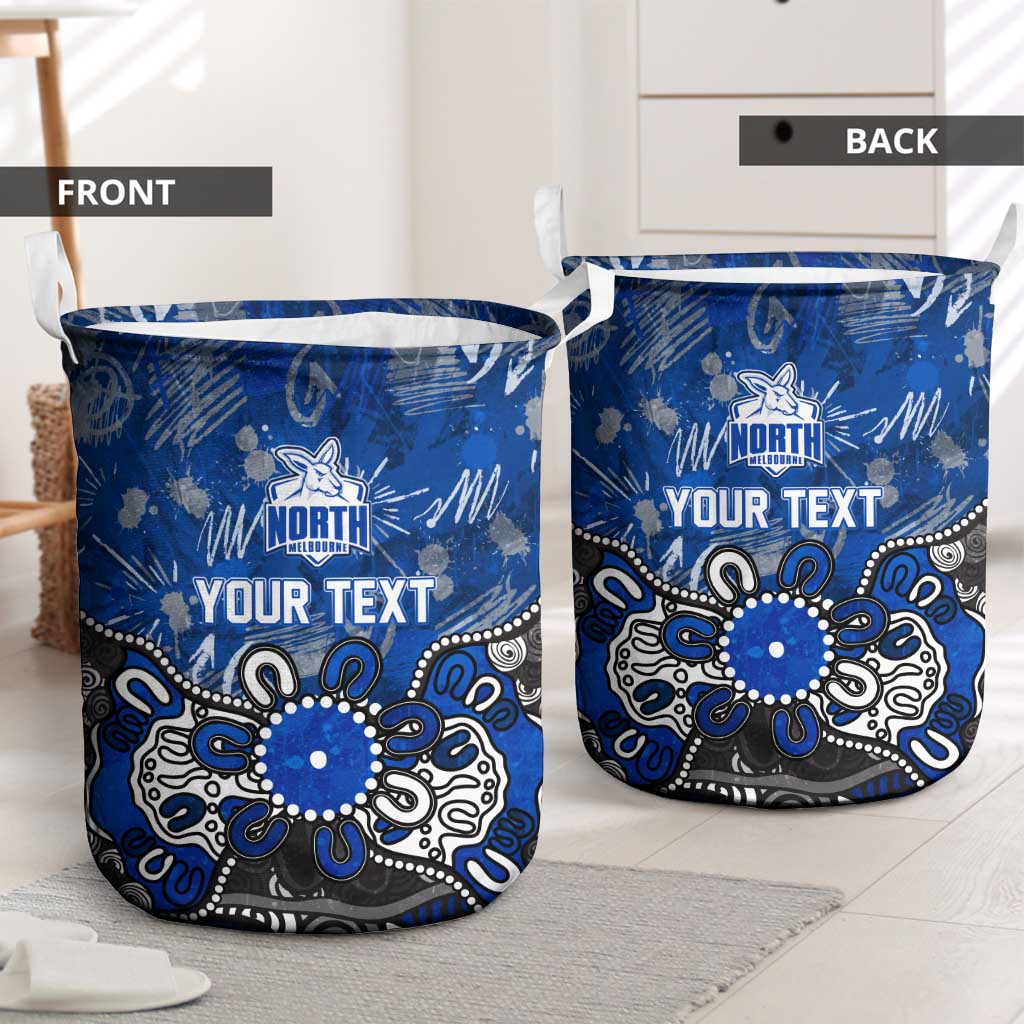 Personalized North Melbourne Kangaroos Laundry Basket Aboriginal Dot Painting Graffiti Style
