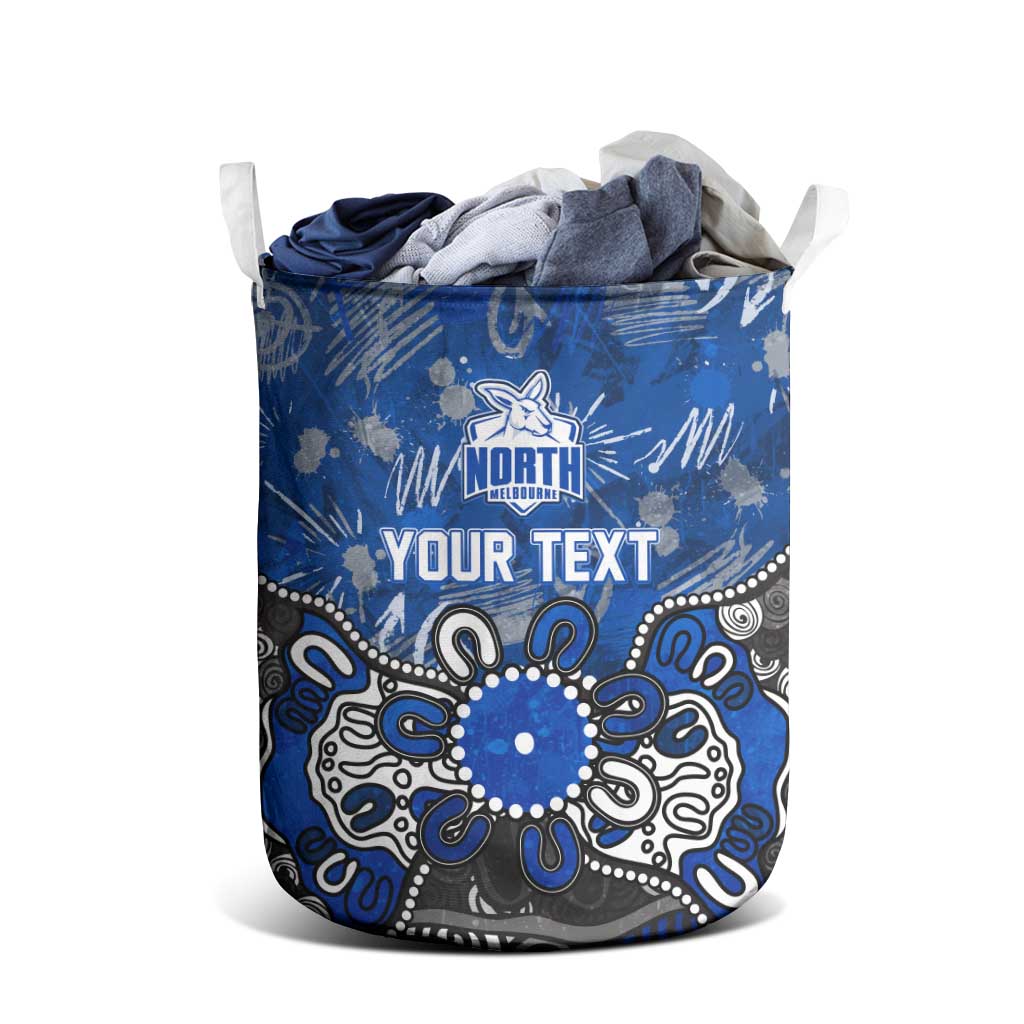 Personalized North Melbourne Kangaroos Laundry Basket Aboriginal Dot Painting Graffiti Style
