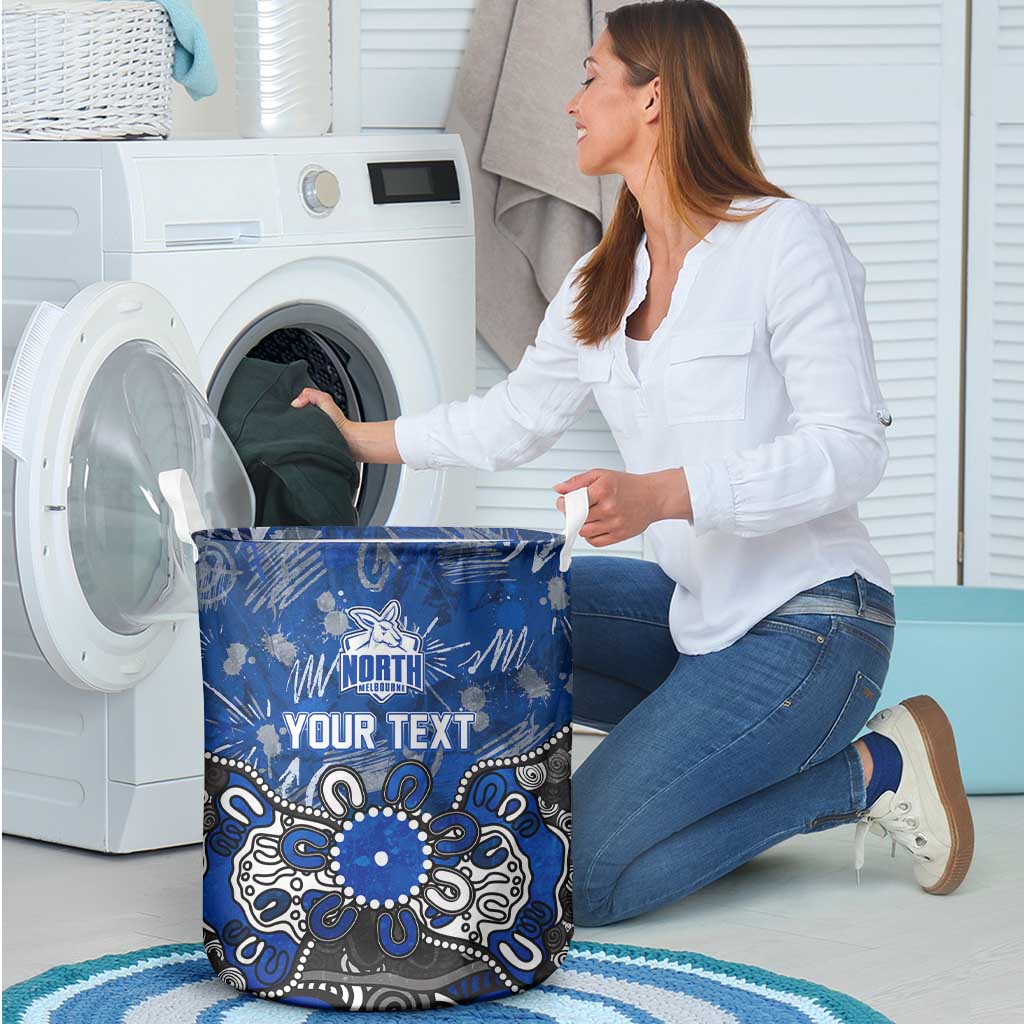 Personalized North Melbourne Kangaroos Laundry Basket Aboriginal Dot Painting Graffiti Style