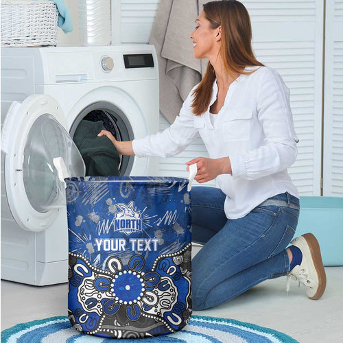 Personalized North Melbourne Kangaroos Laundry Basket Aboriginal Dot Painting Graffiti Style