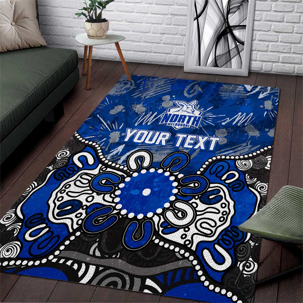Personalized North Melbourne Kangaroos Area Rug Aboriginal Dot Painting Graffiti Style
