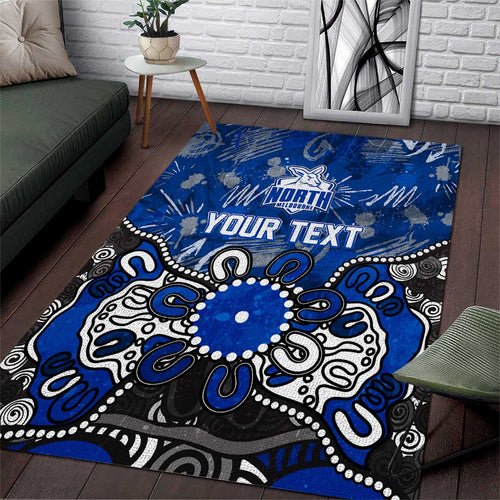 Personalized North Melbourne Kangaroos Area Rug Aboriginal Dot Painting Graffiti Style
