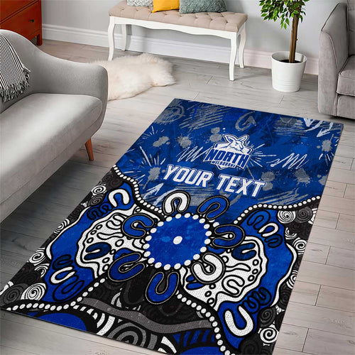 Personalized North Melbourne Kangaroos Area Rug Aboriginal Dot Painting Graffiti Style