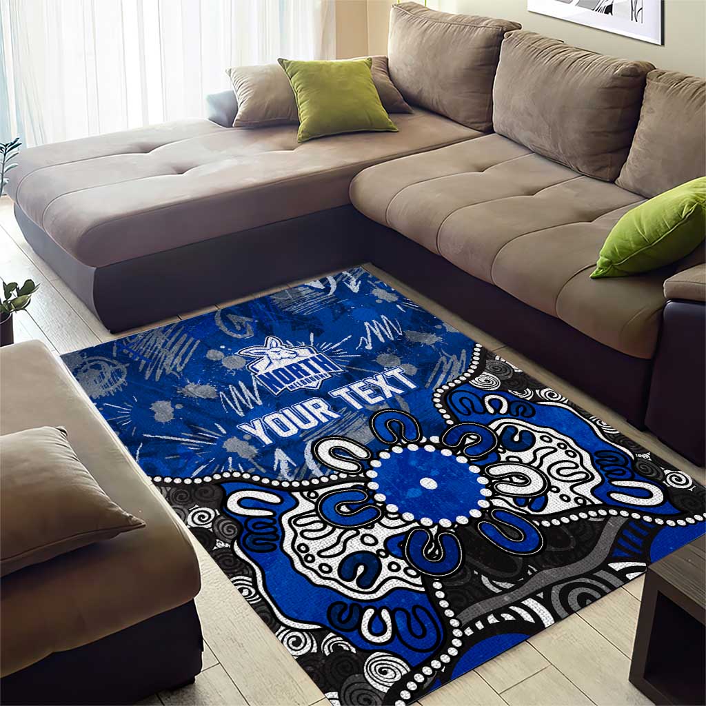 Personalized North Melbourne Kangaroos Area Rug Aboriginal Dot Painting Graffiti Style