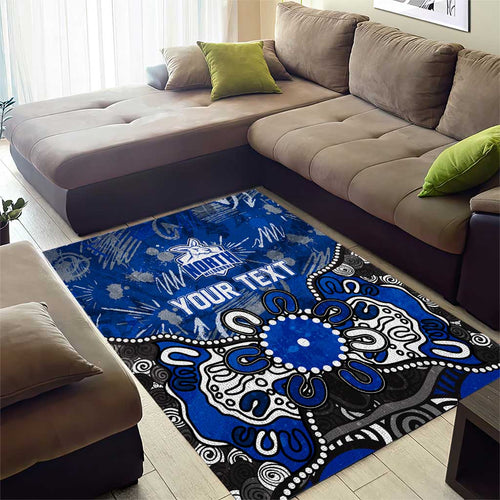 Personalized North Melbourne Kangaroos Area Rug Aboriginal Dot Painting Graffiti Style