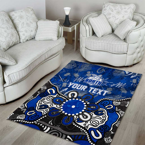 Personalized North Melbourne Kangaroos Area Rug Aboriginal Dot Painting Graffiti Style