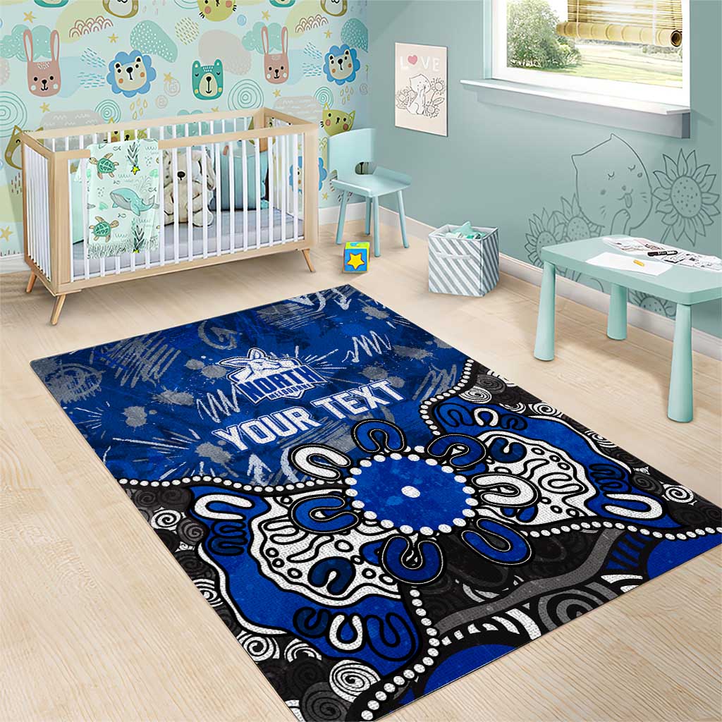 Personalized North Melbourne Kangaroos Area Rug Aboriginal Dot Painting Graffiti Style