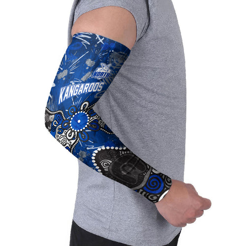 Personalized North Melbourne Kangaroos Arm Sleeves Aboriginal Dot Painting Graffiti Style