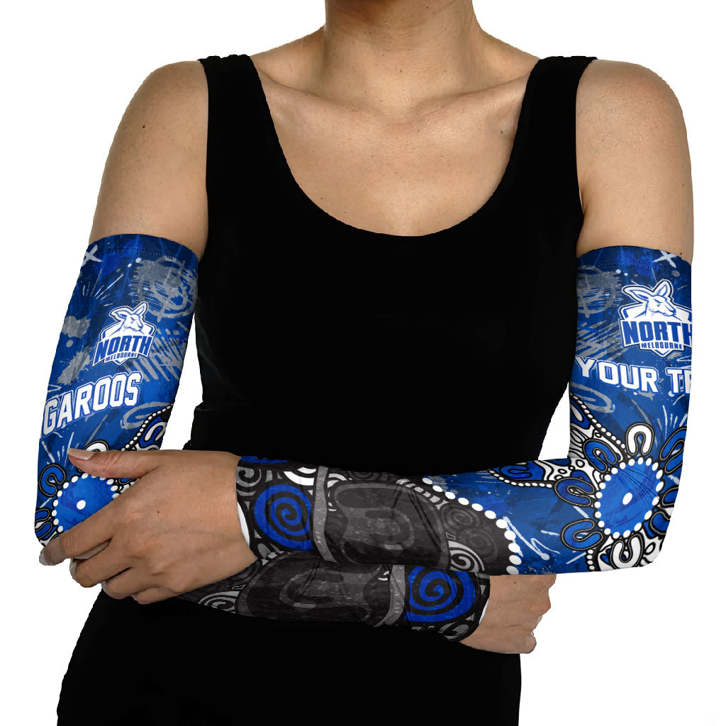 Personalized North Melbourne Kangaroos Arm Sleeves Aboriginal Dot Painting Graffiti Style