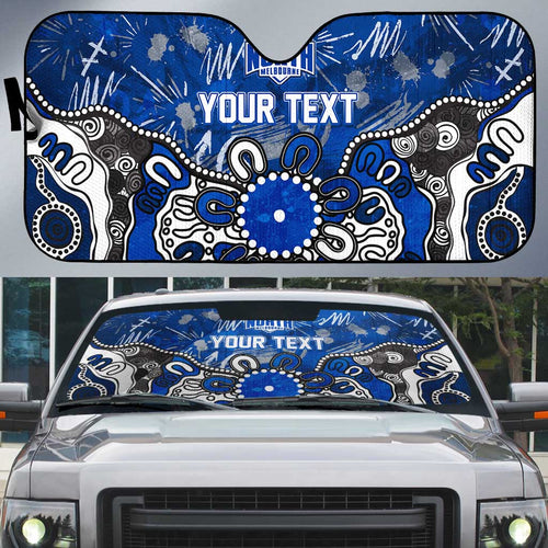 Personalized North Melbourne Kangaroos Auto Sun Shade Aboriginal Dot Painting Graffiti Style