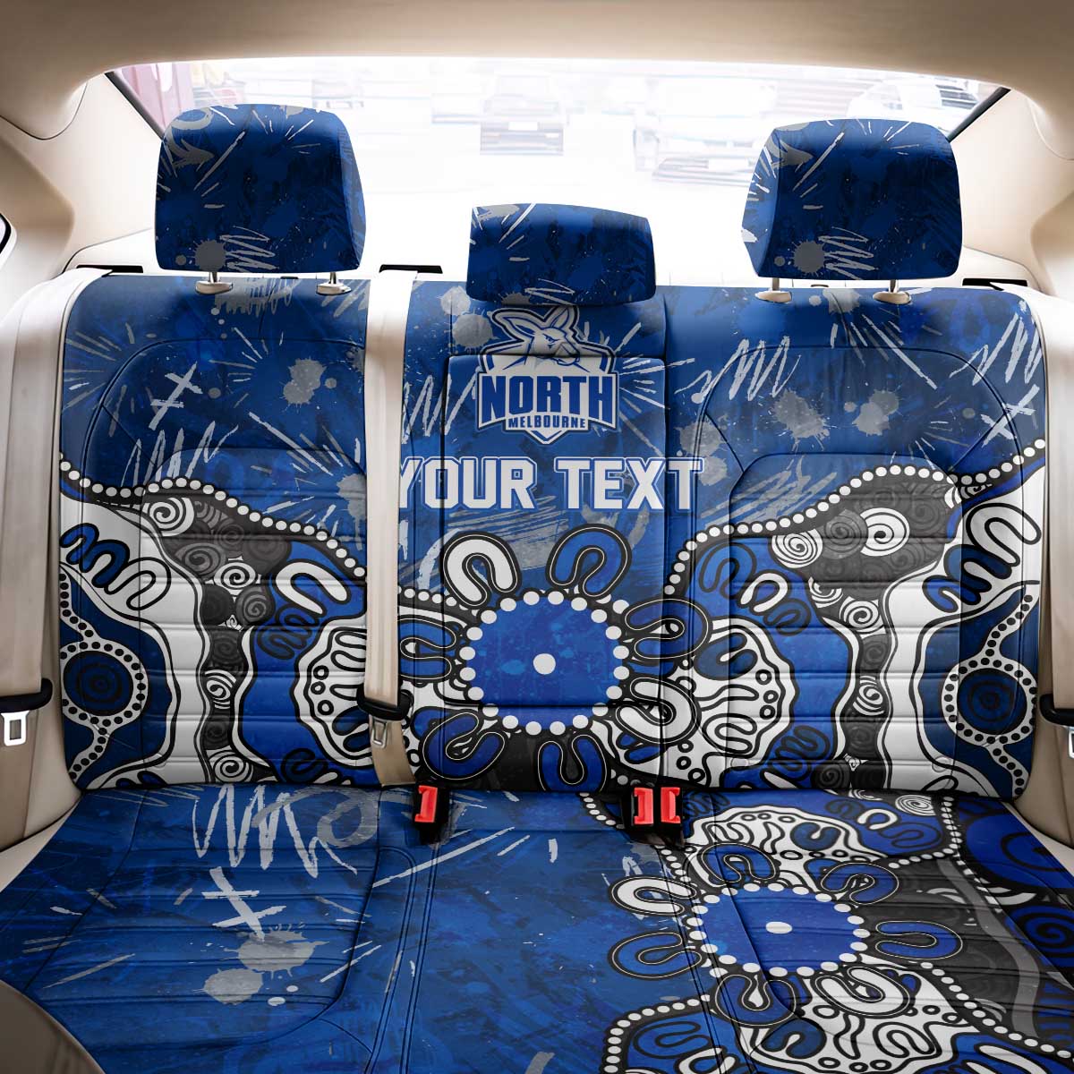 Personalized North Melbourne Kangaroos Back Car Seat Cover Aboriginal Dot Painting Graffiti Style