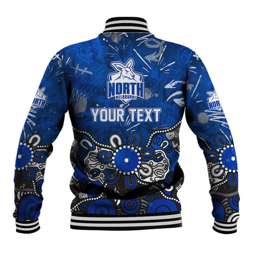 Personalized North Melbourne Kangaroos Baseball Jacket Aboriginal Dot Painting Graffiti Style