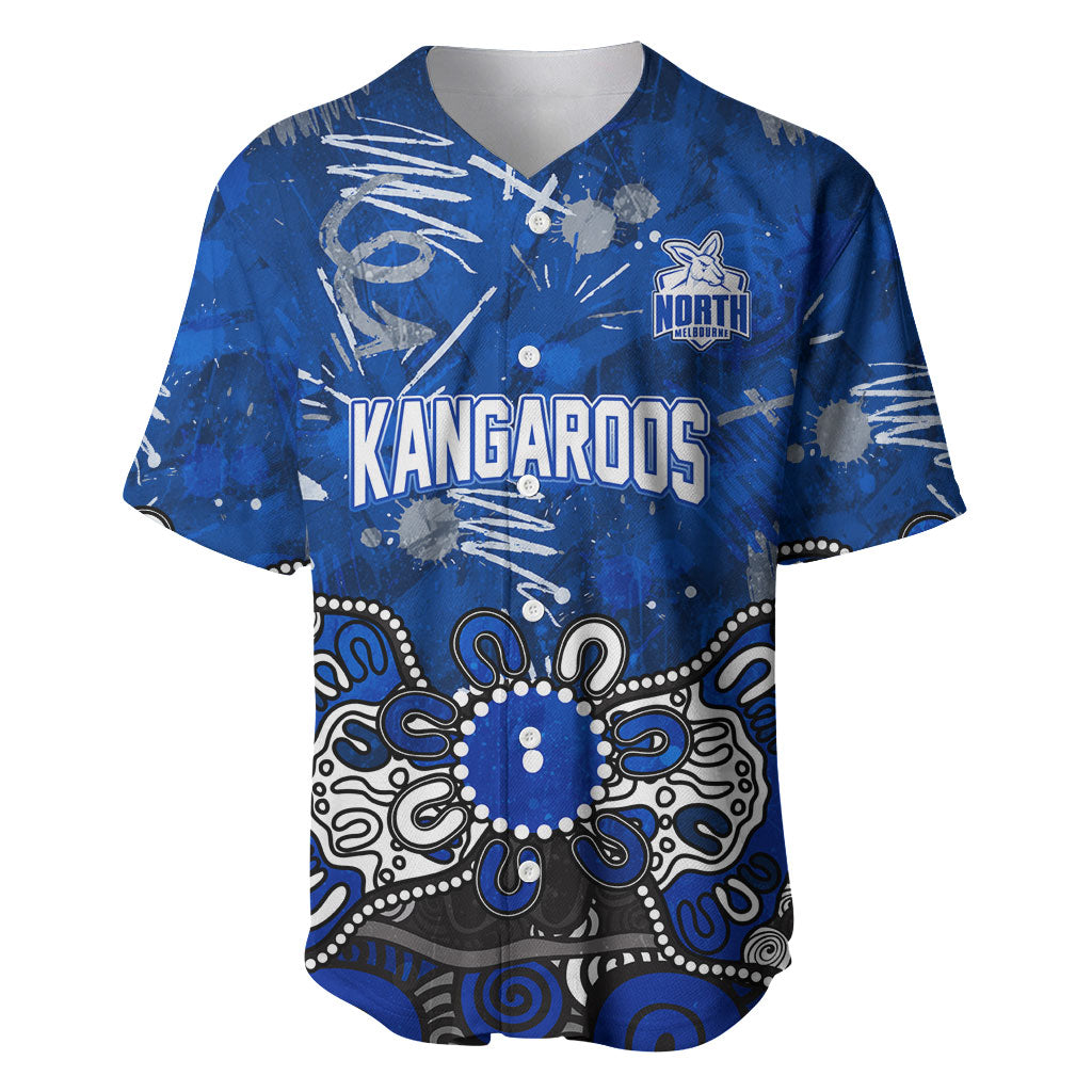 Personalized North Melbourne Kangaroos Baseball Jersey Aboriginal Dot Painting Graffiti Style