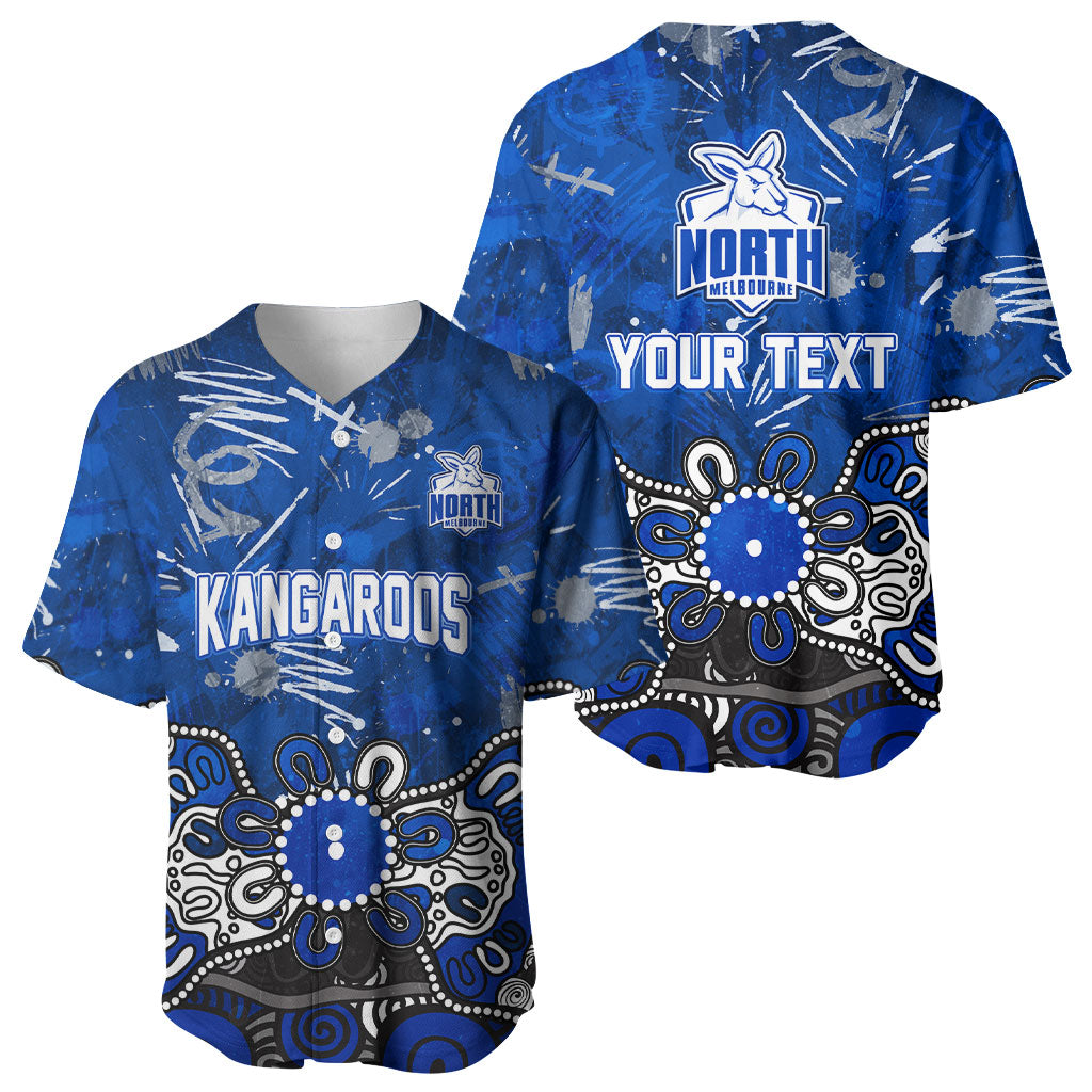 Personalized North Melbourne Kangaroos Baseball Jersey Aboriginal Dot Painting Graffiti Style