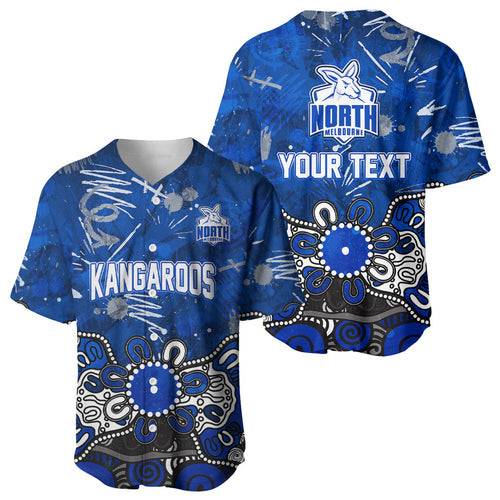 Personalized North Melbourne Kangaroos Baseball Jersey Aboriginal Dot Painting Graffiti Style