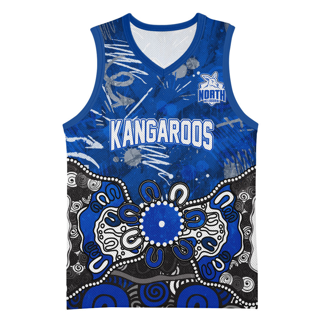 Personalized North Melbourne Kangaroos Basketball Jersey Aboriginal Dot Painting Graffiti Style