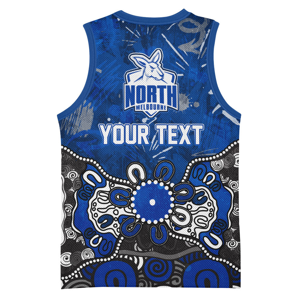 Personalized North Melbourne Kangaroos Basketball Jersey Aboriginal Dot Painting Graffiti Style