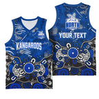 Personalized North Melbourne Kangaroos Basketball Jersey Aboriginal Dot Painting Graffiti Style