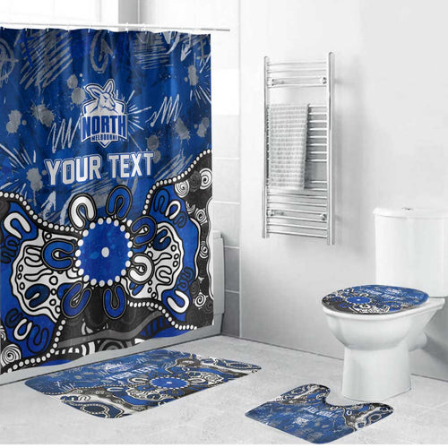 Personalized North Melbourne Kangaroos Bathroom Set Aboriginal Dot Painting Graffiti Style