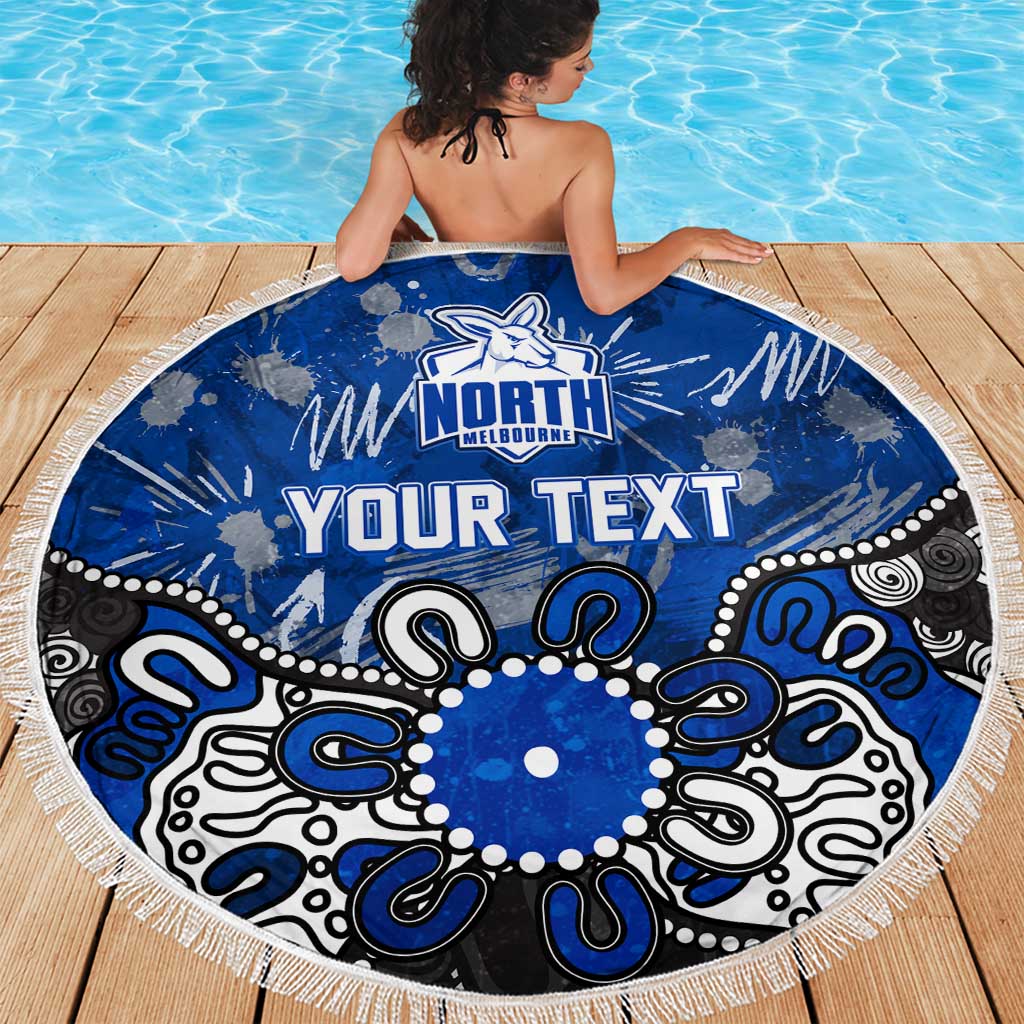 Personalized North Melbourne Kangaroos Beach Blanket Aboriginal Dot Painting Graffiti Style