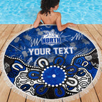 Personalized North Melbourne Kangaroos Beach Blanket Aboriginal Dot Painting Graffiti Style