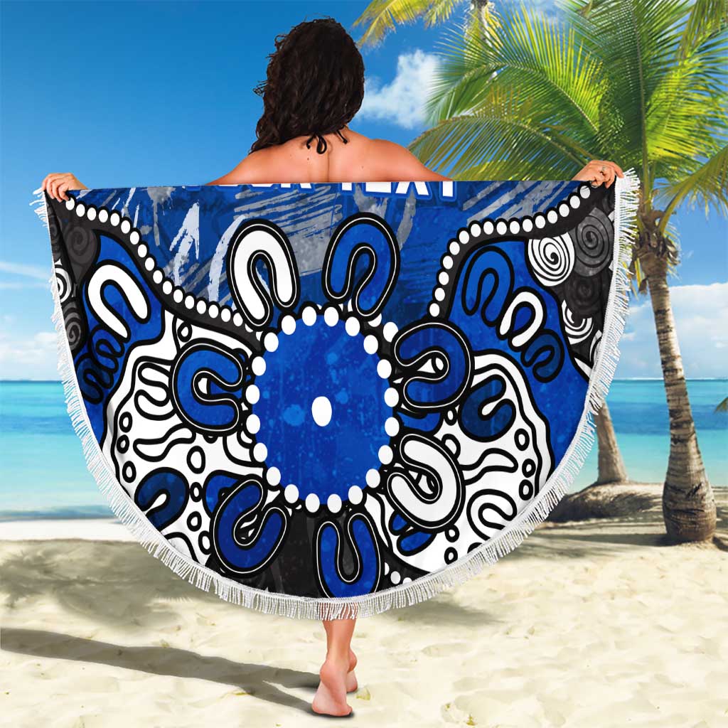 Personalized North Melbourne Kangaroos Beach Blanket Aboriginal Dot Painting Graffiti Style