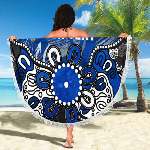Personalized North Melbourne Kangaroos Beach Blanket Aboriginal Dot Painting Graffiti Style