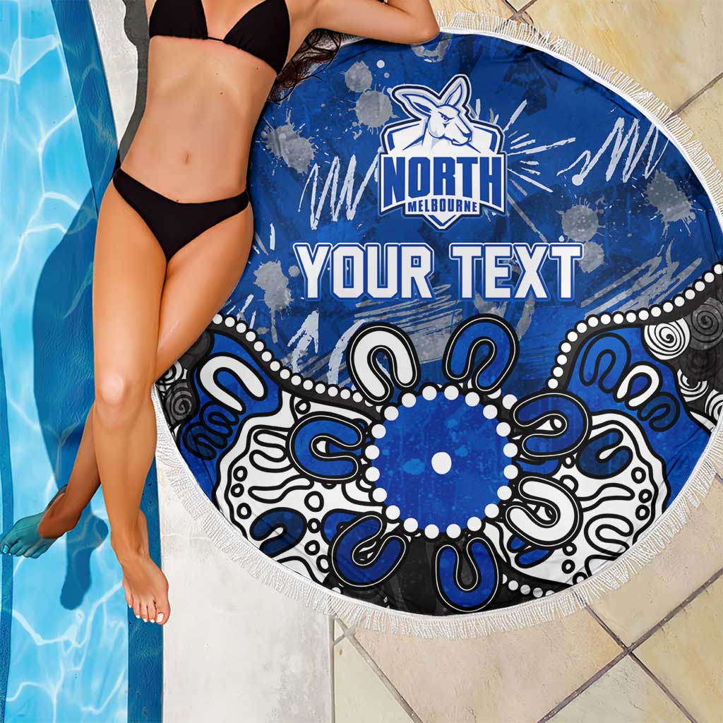 Personalized North Melbourne Kangaroos Beach Blanket Aboriginal Dot Painting Graffiti Style