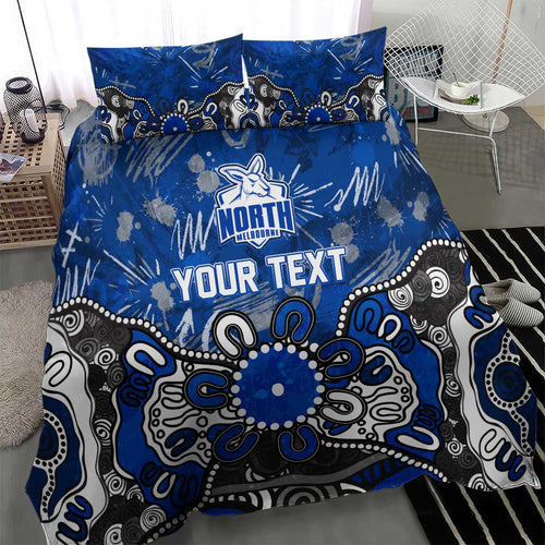 Personalized North Melbourne Kangaroos Bedding Set Aboriginal Dot Painting Graffiti Style