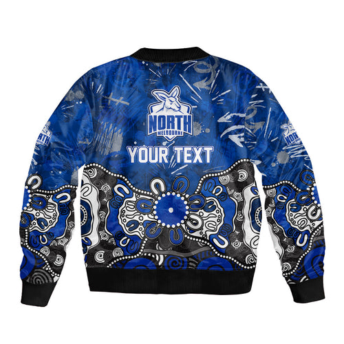 Personalized North Melbourne Kangaroos Bomber Jacket Aboriginal Dot Painting Graffiti Style