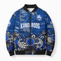 Personalized North Melbourne Kangaroos Bomber Puffer Jacket Aboriginal Dot Painting Graffiti Style