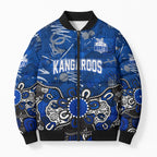 Personalized North Melbourne Kangaroos Bomber Puffer Jacket Aboriginal Dot Painting Graffiti Style