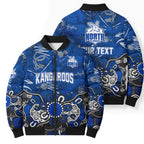 Personalized North Melbourne Kangaroos Bomber Puffer Jacket Aboriginal Dot Painting Graffiti Style
