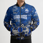 Personalized North Melbourne Kangaroos Bomber Puffer Jacket Aboriginal Dot Painting Graffiti Style